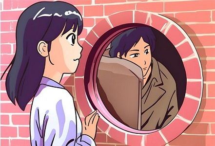 Learn Chinese Idiom: A Woman Peeping Over the Wall at A Neighboring Man