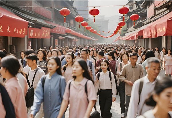 Learn Chinese Idiom Bustling Places with People Coming and Going