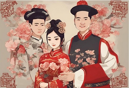 Learn Chinese Idiom: Young Man and Woman Getting Married